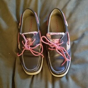 Sperry dark brown and Pink Boat Shoes
